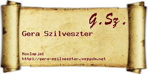 Gera Szilveszter névjegykártya